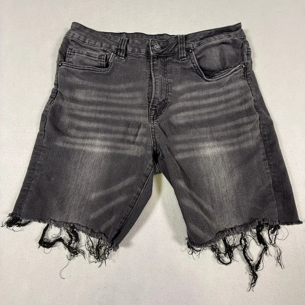 Buffalo David Bitton Driven Relaxed Straight Black Cut Off Denim Shorts Mens 33